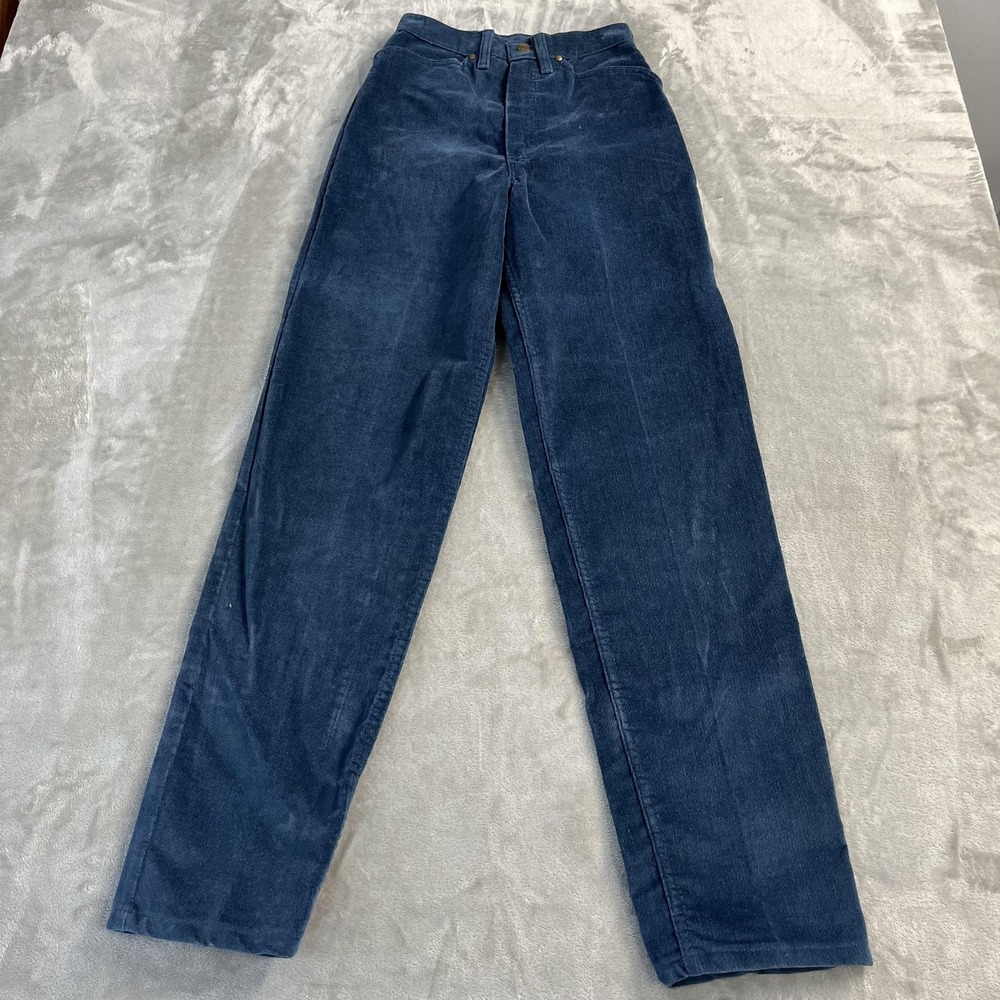 Vintage Wrangler Pants‎ Juniors 9 Blue Velour High Rise Straight Leg USA 90s
